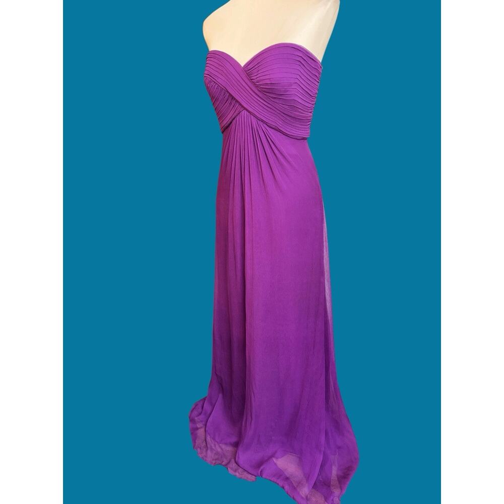 Tadashi Shoji Silk Purple Strapless Gown Sz 8 Ruched Formal Evening Maxi Dress - Picture 13 of 15